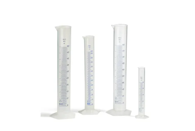 Graduated measuring cylinders pentagonal base